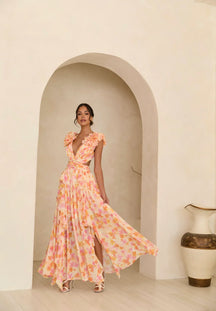 Vestido Longo com Babados no Ombro Modern Dalila