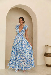 Vestido Longo com Babados no Ombro Modern Dalila