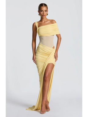 Vestido Longo Assimétrico com Fenda Modern Azurae