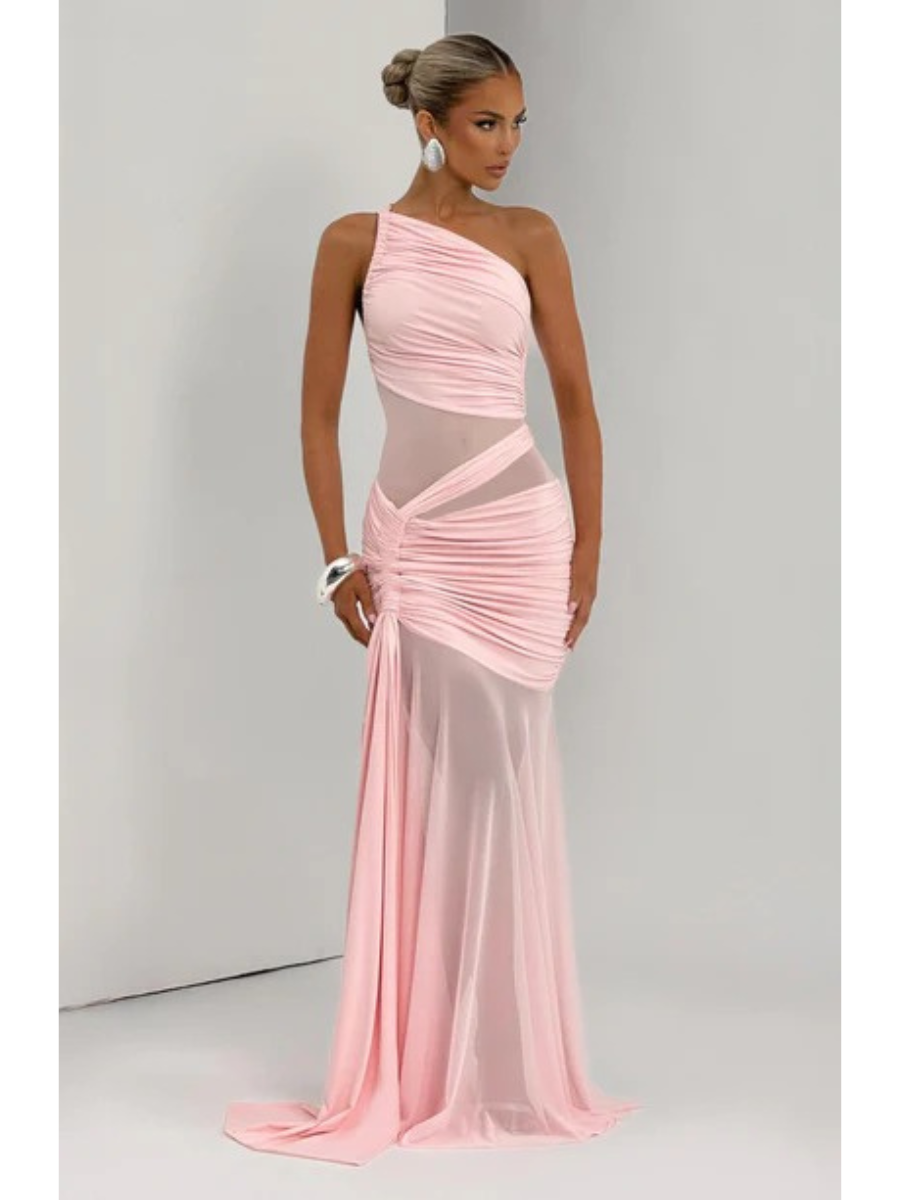 Vestido Longo Drapeado com Tule Modern Marianne