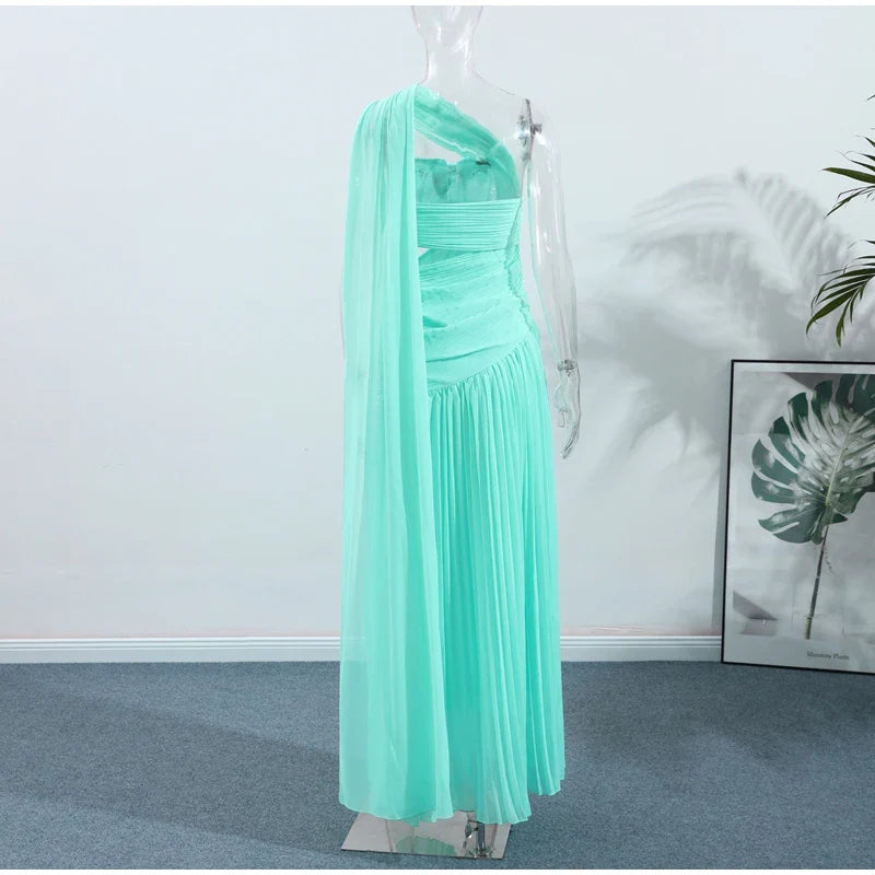 Vestido Longo Elegante Plissado Modern Eva