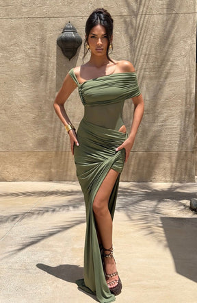 Vestido Longo Assimétrico com Fenda Modern Azurae