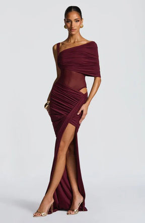 Vestido Longo Assimétrico com Fenda Modern Azurae