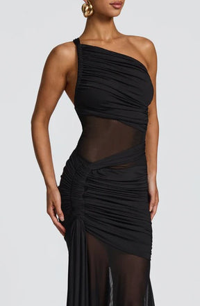 Vestido Longo Drapeado com Tule Modern Marianne