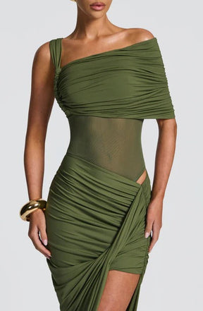 Vestido Longo Assimétrico com Fenda Modern Azurae