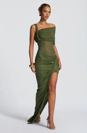 Vestido Longo Assimétrico com Fenda Modern Azurae